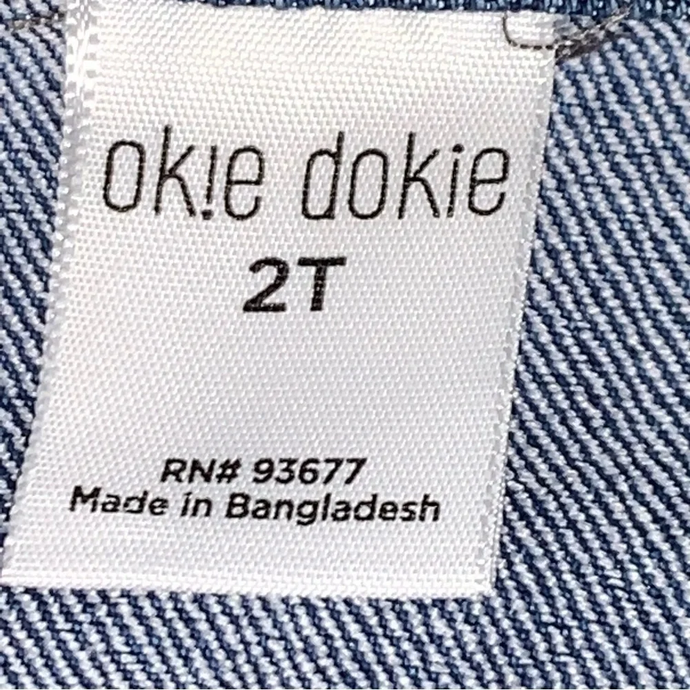 Okie Dokie Girls Size 2T Toddler Snap Button Stretch Denim Blue Jean Jacket